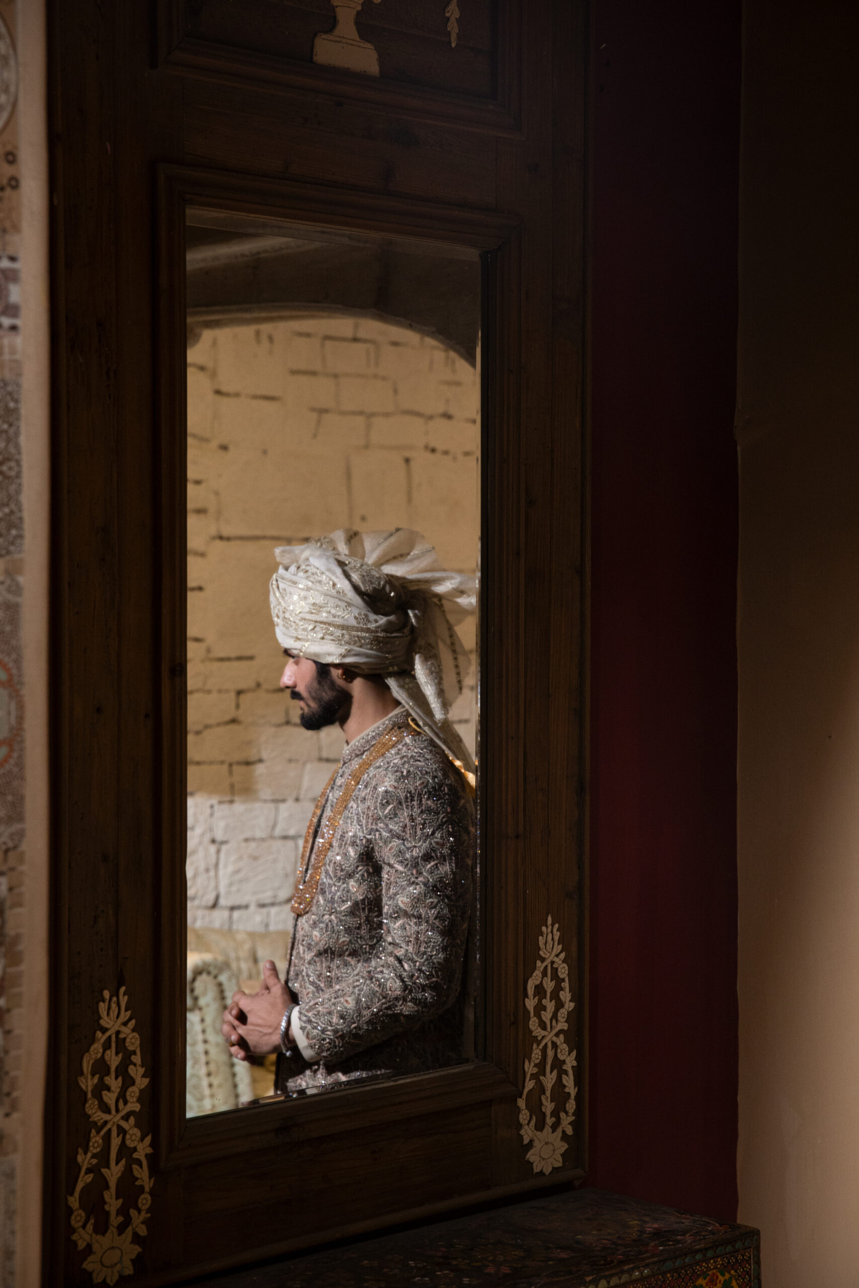 _F1A2268 DASTKAR'S VIRASAT EMPEROR SHERWANI, Antique Gold Kora Work Sherwani Groom, Heavy Luxe Designer Sherwani
