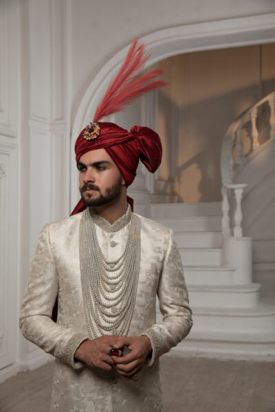 Royal Sherwani for Groom 2025 by Nauman Arfeen – Luxury Pakistani Wedding Sherwani in traditional heritage design with embroidery and prince coat style