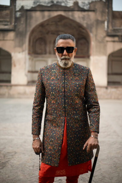 BLUE SHERWANI - Shahzad Nawaz in Nauman Arfeen Shah Fasana Royal Heritage Sherwani Lahore Shoot