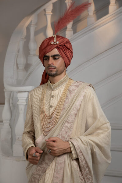 AURIC MAJESTIC SHERWANI FOR GROOM 2025 by Nauman Arfeen – Luxury Pakistani Wedding Sherwani in traditional heritage design with embroidery and prince coat style