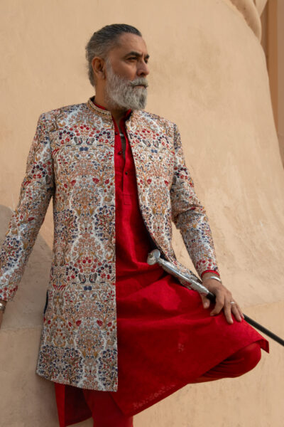 White Sherwani - Shahzad Nawaz in Nauman Arfeen Shah Fasana Royal Heritage Sherwani Lahore Shoot
