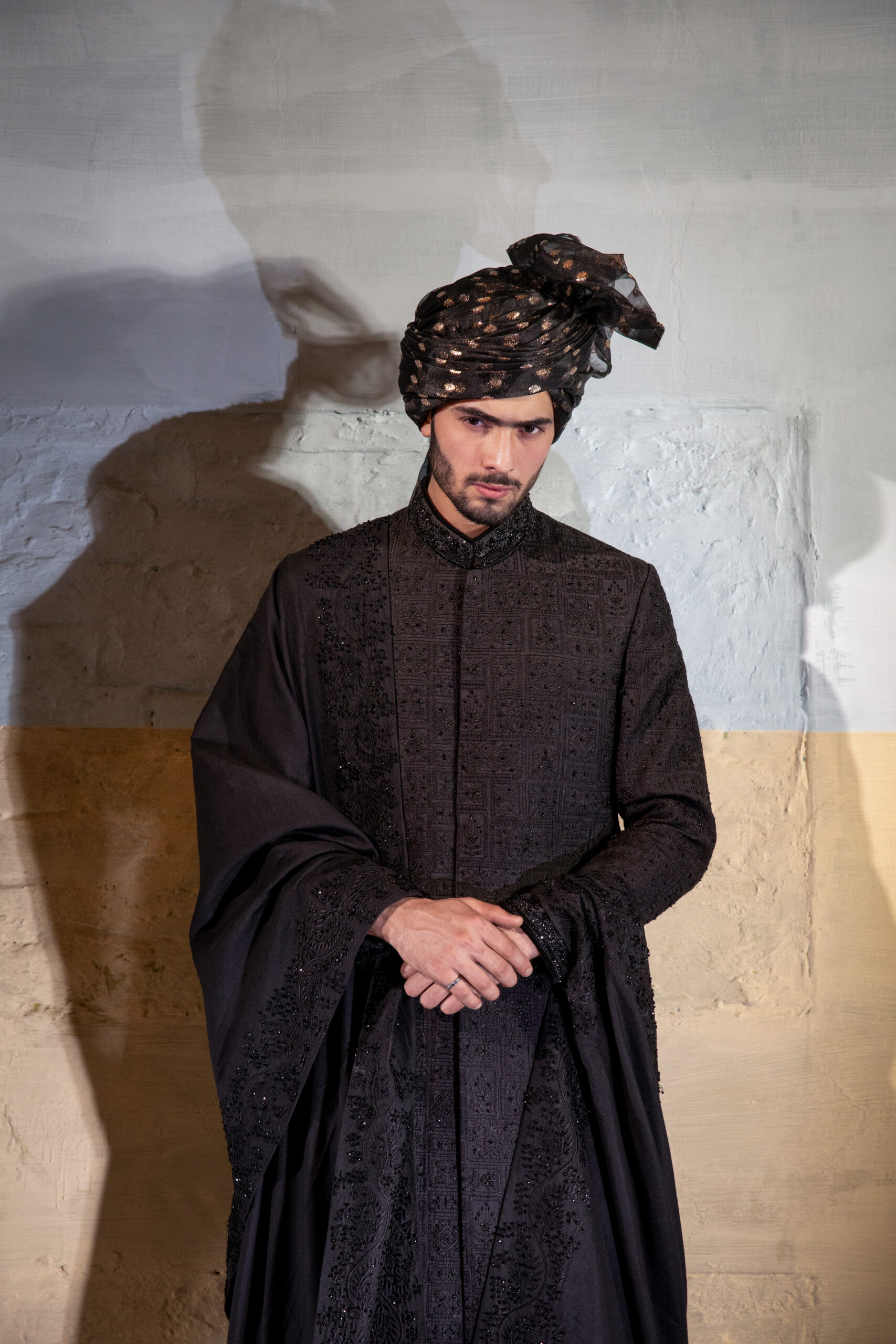_F1A7336 Shadow Weaver Éclat Sherwani for Groom – Traditional Pakistani Wedding Sherwani for Groom in Black with Heavy Embroidery sherwani for groom - best designer sherwani - best sherwani in karachi online