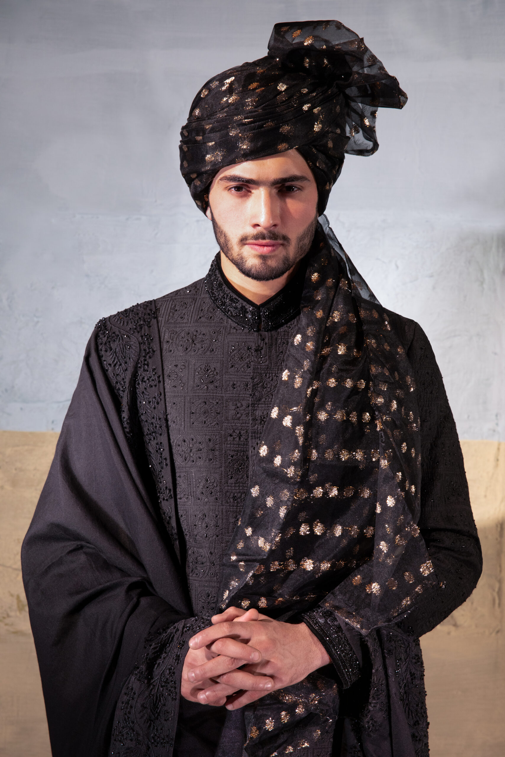 _F1A7359 Shadow Weaver Éclat black Sherwani reigns— traditional Pakistani wedding sherwani for groom