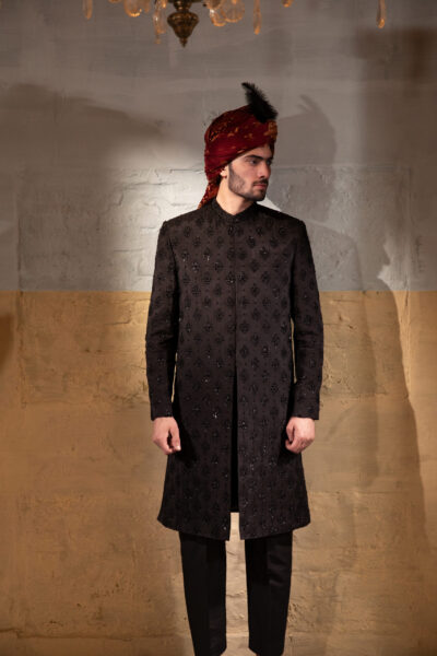 black sherwani - sherwani for groom