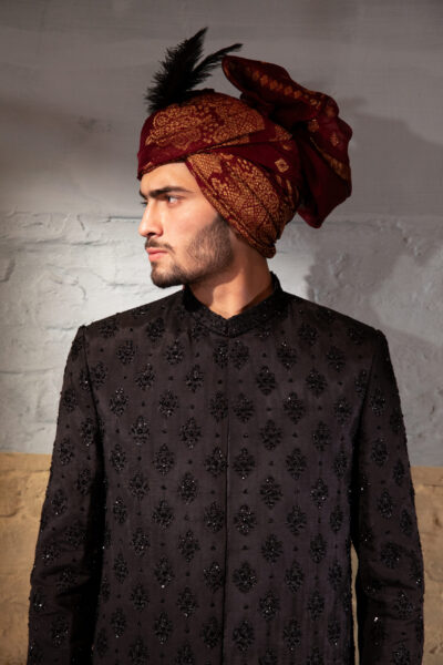 Majestic Black Sherwani for Wedding Groom | Black sherwani