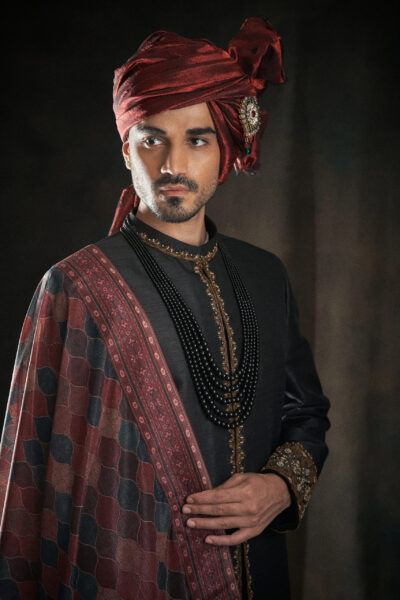 black sherwani for groom