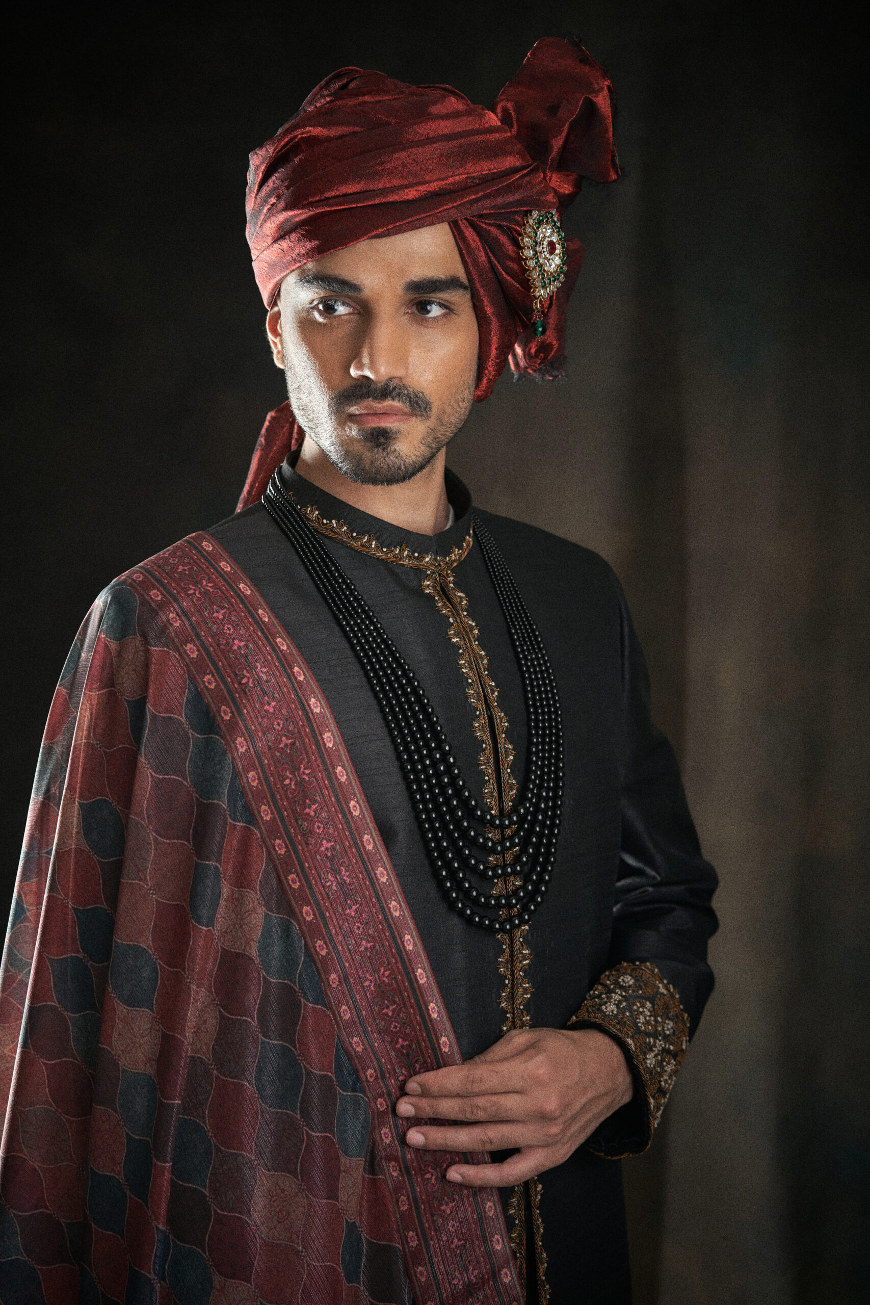FA_00503 A black sherwani for groom