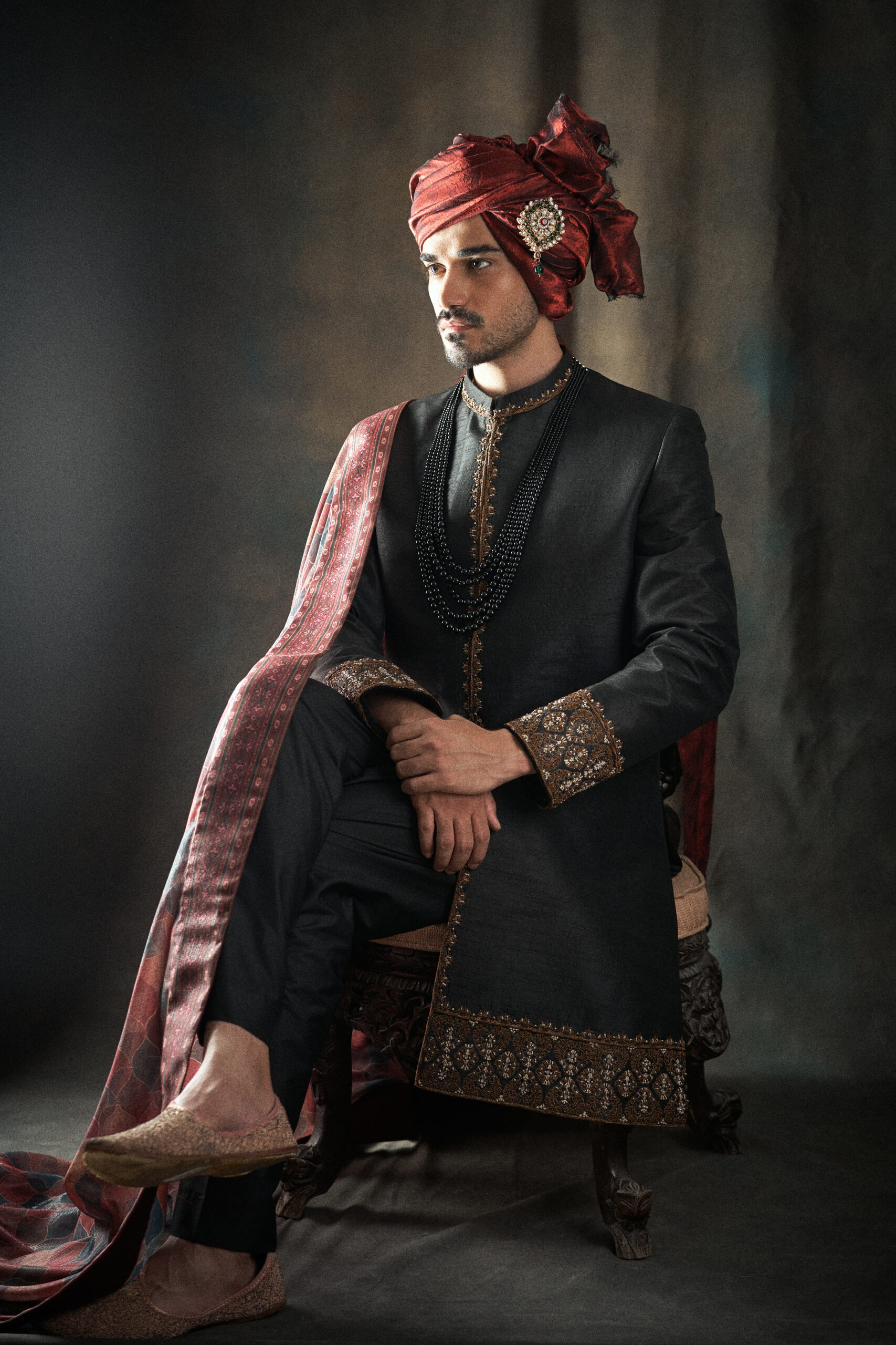 FA_00512 A black sherwani for groom