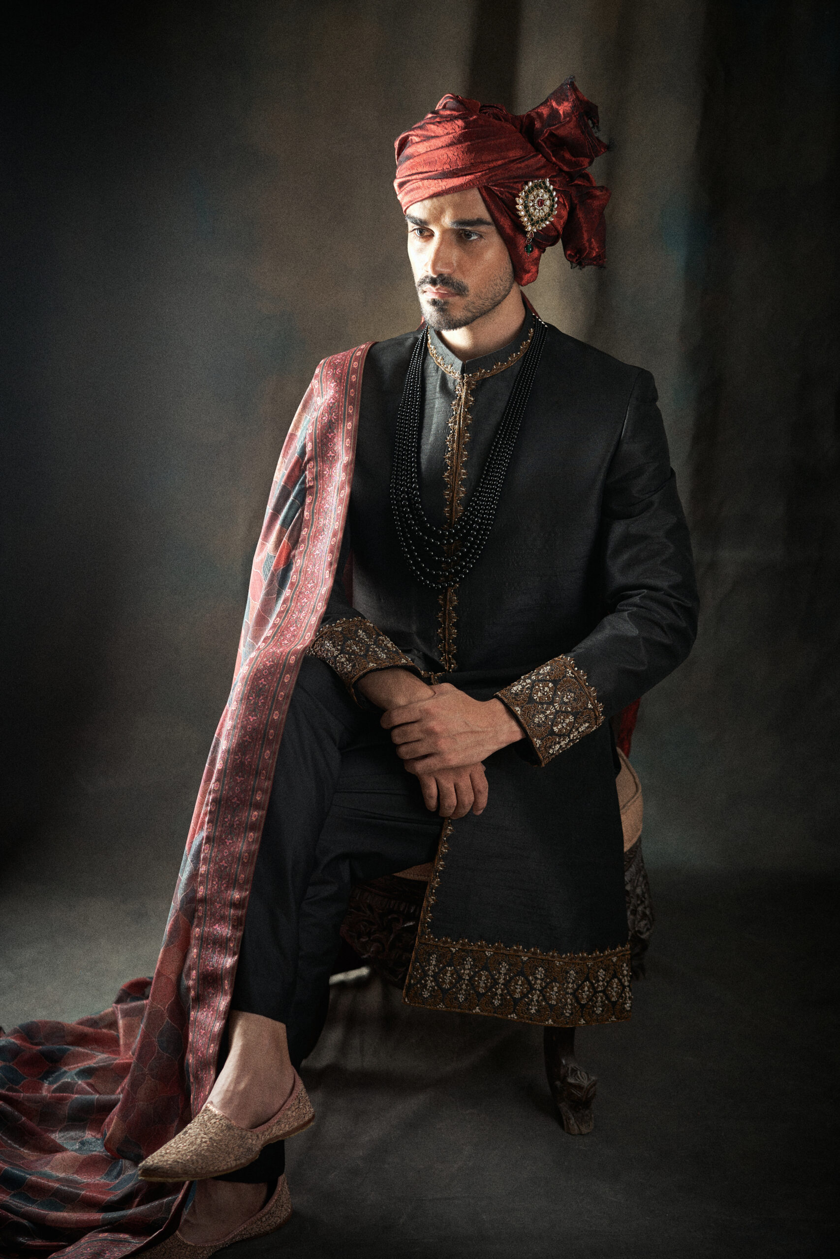 FA_00513 A black sherwani for groom
