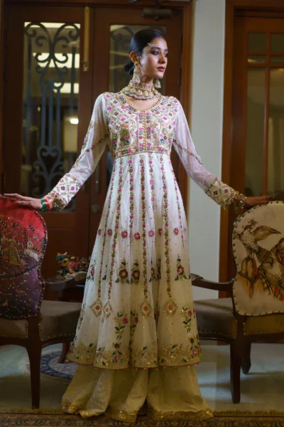 Snowflake Serenade White Embroidered Frock