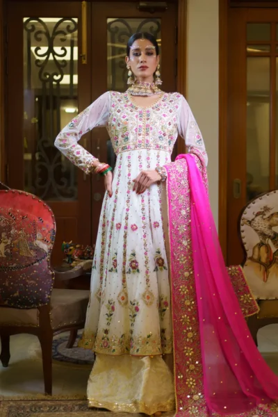 Snowflake Serenade White Embroidered Frock