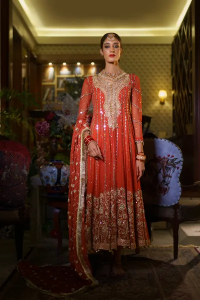 Tangerine Dreamy luxury embroidered gown.