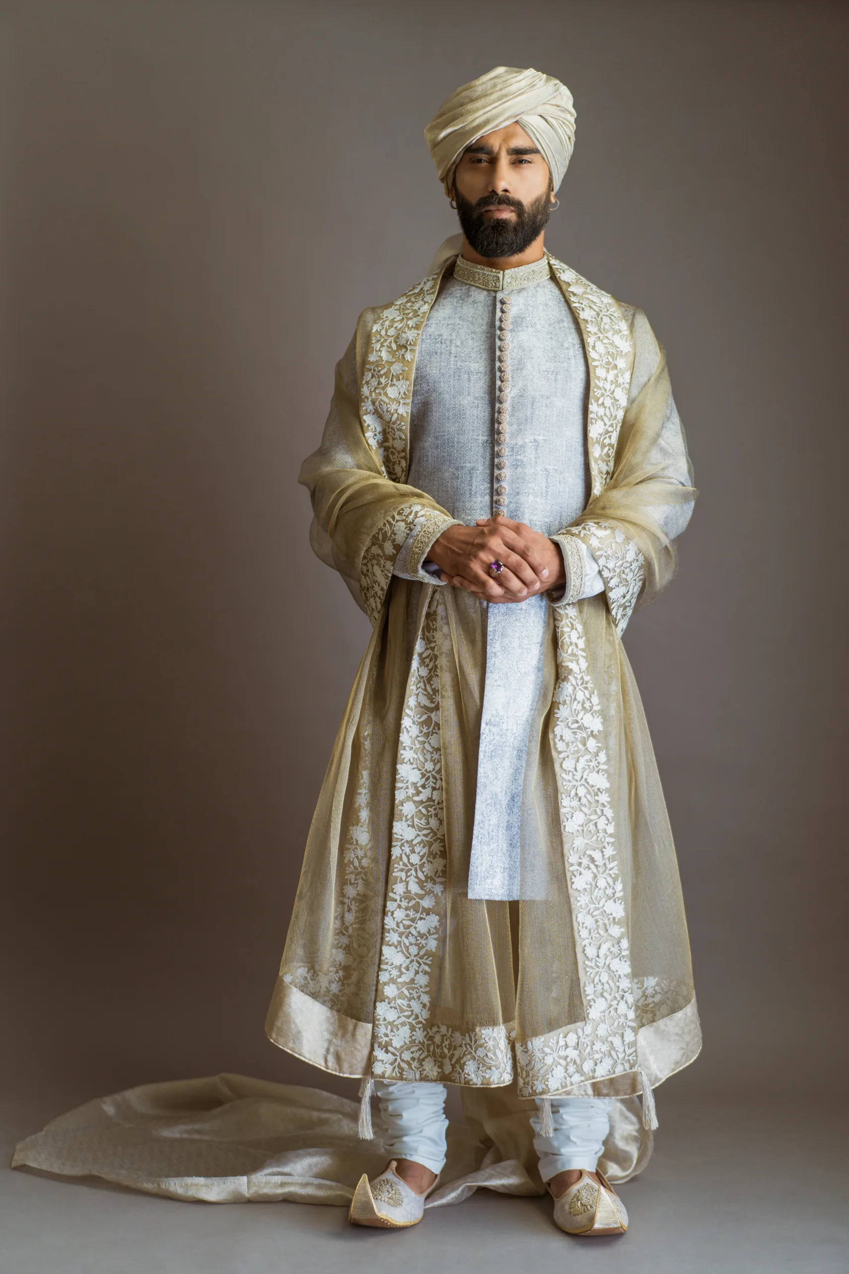 FA_04372 A white Sherwani - Sherwani for Groom - Sherwani for Men