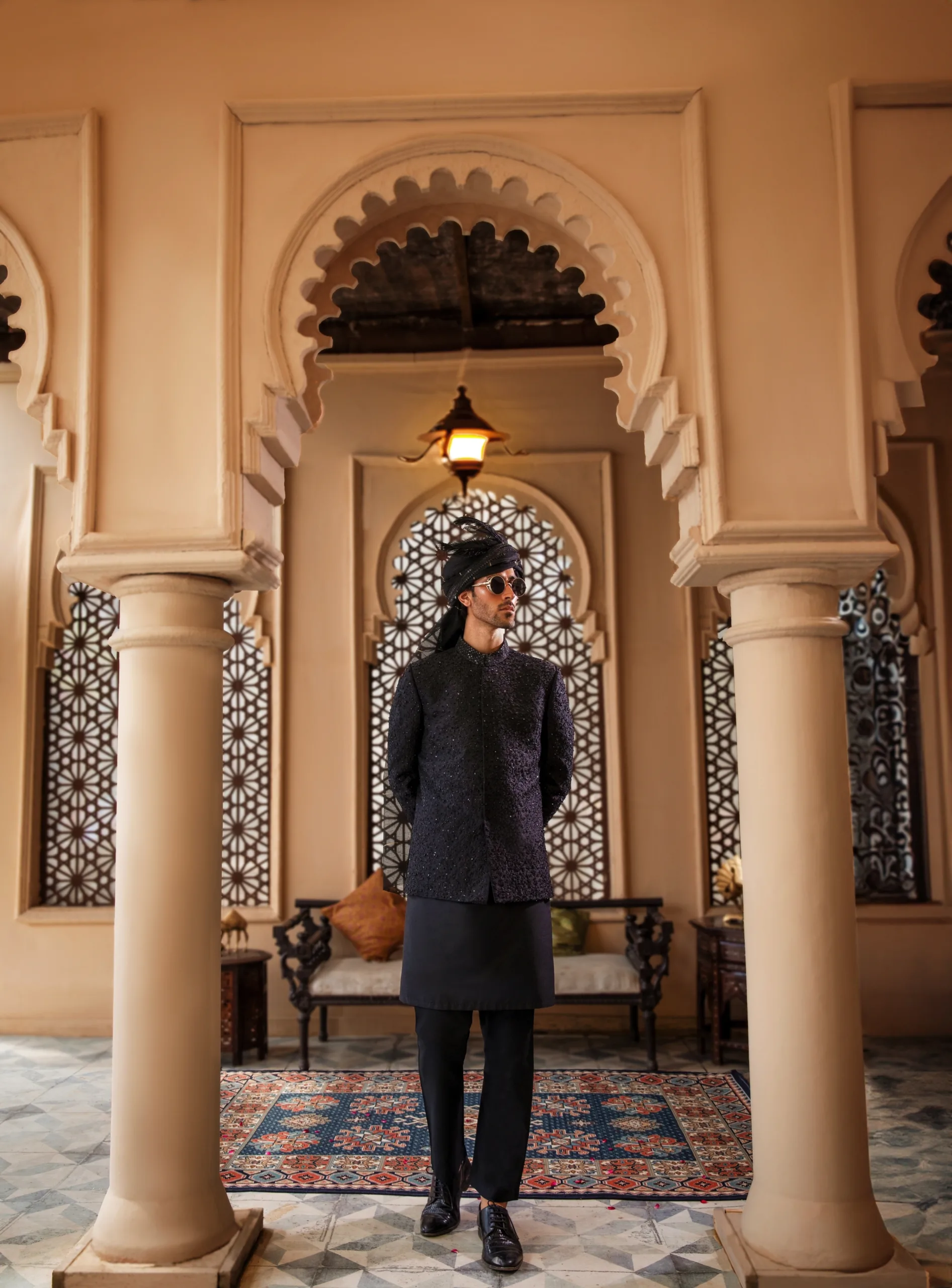 IMG_1464 Exude timeless elegance in this stunning black prince coat. Get unlimited Prince Coat designs. Get a royal Prince coat of Nauman Arfeen