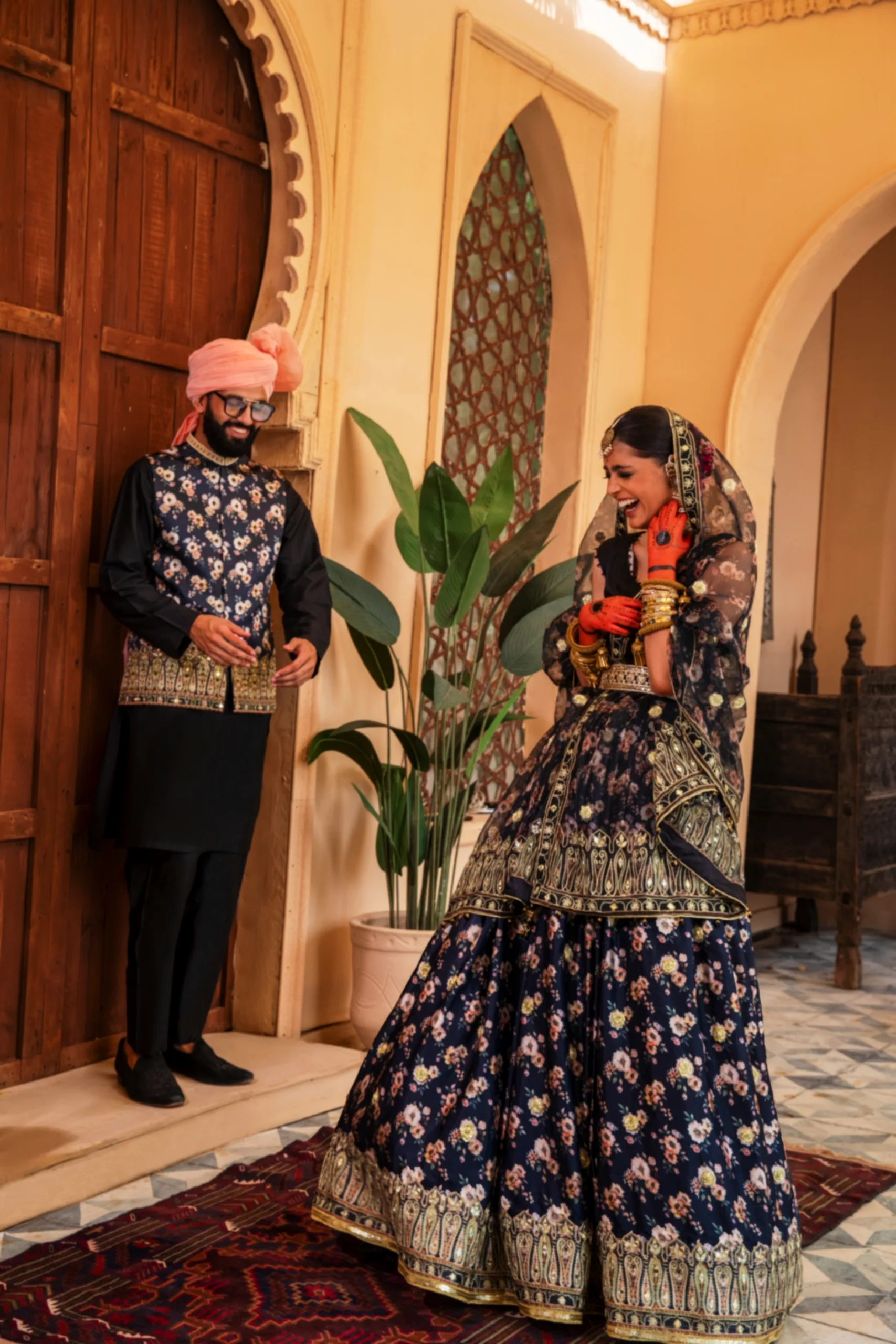 Black Embroidered Lehenga with Gold Accents and Opulent Dupatta showing Enchanting Elegance Black Embroidered Lehenga with Gold Accents and Opulent Dupatta showing Enchanting Elegance