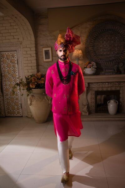 Ruby Red Waistcoat - best designer in Pakistan