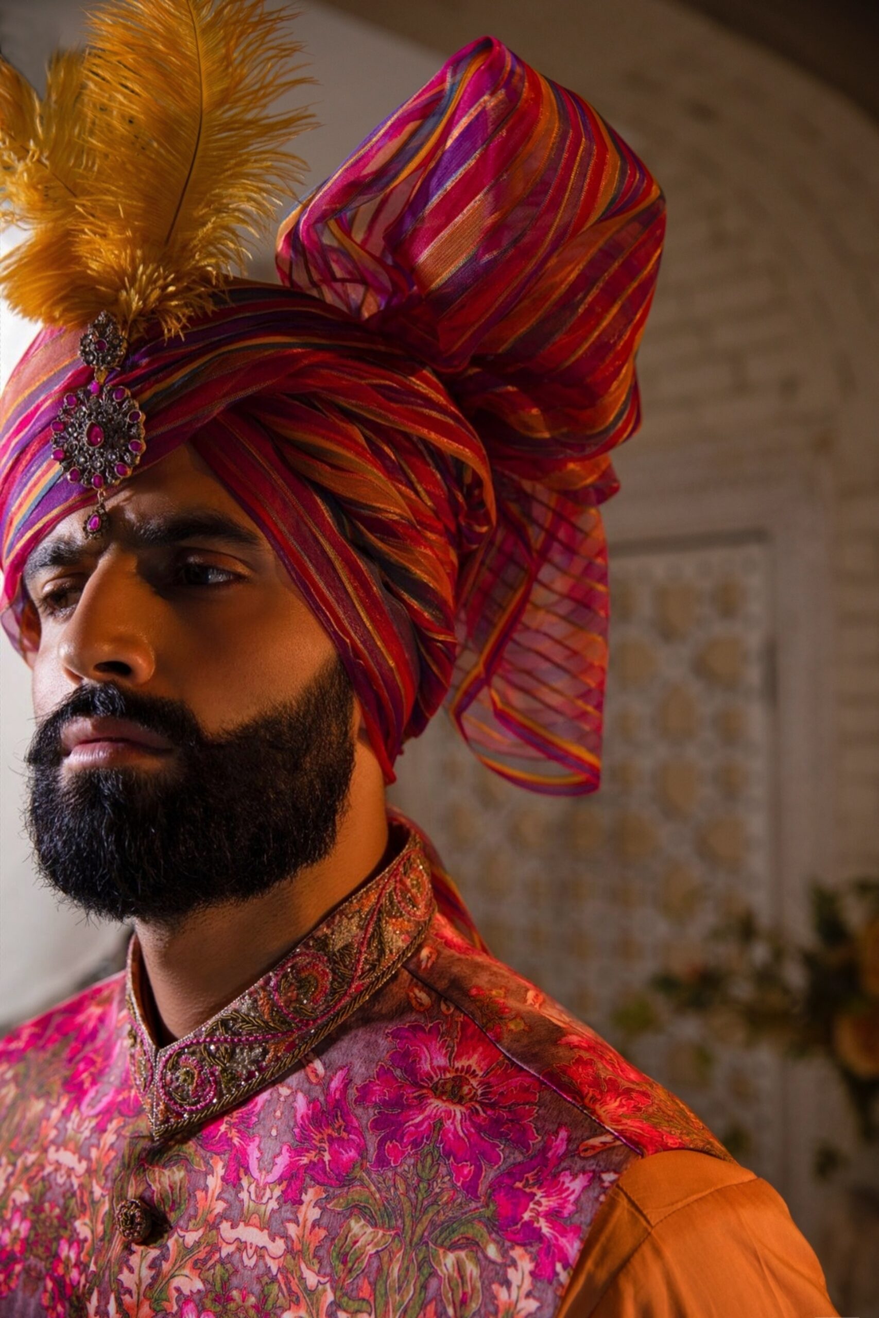 IMG_8716 Cardinal Waistcoat with Festive turban and Kurta Set - Best designer in pakistan