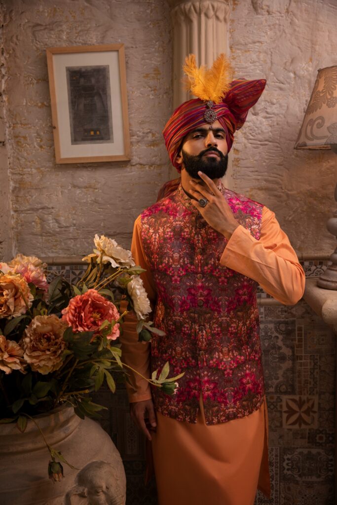 Cardinal Waistcoat with Festive turban and Kurta Set - Best designer in pakistan