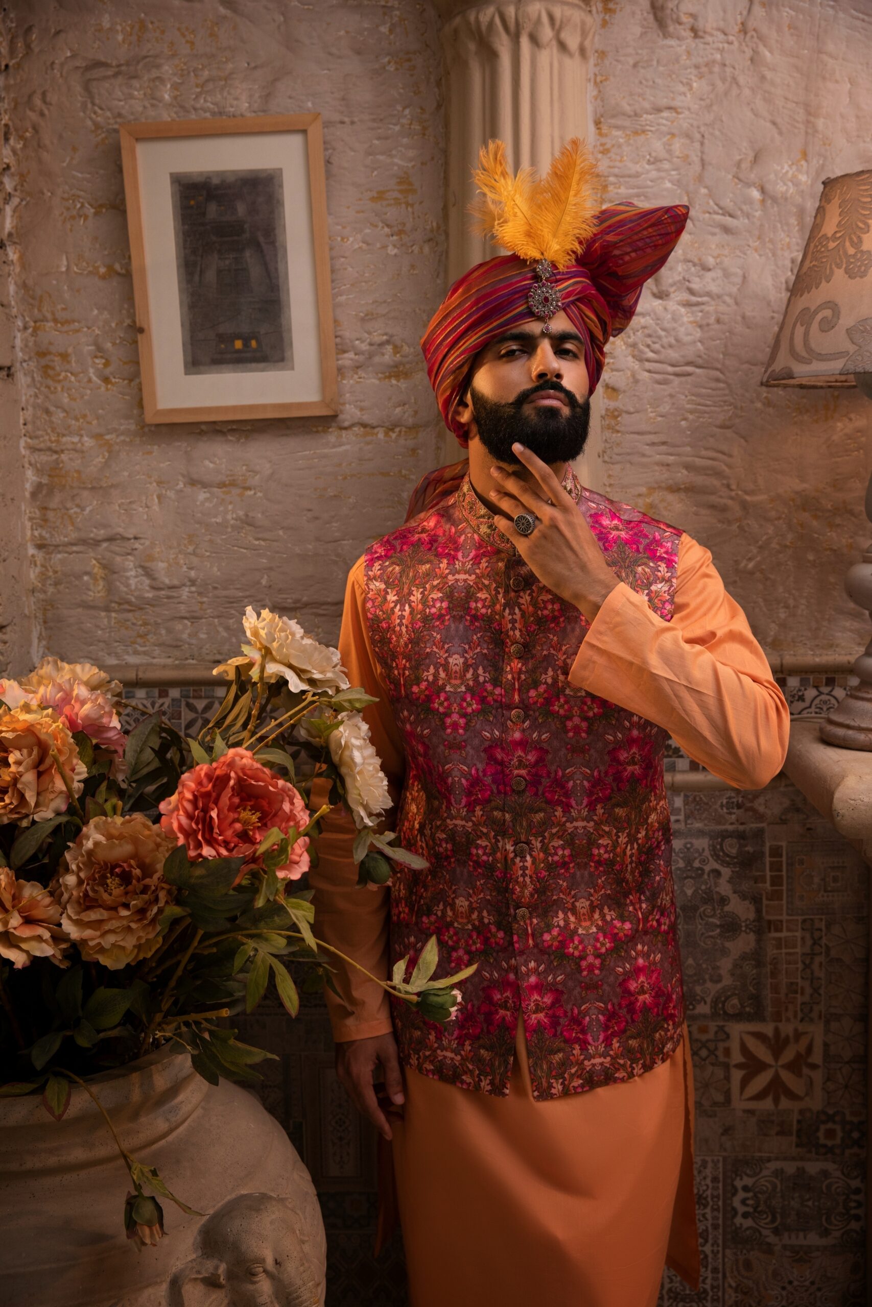 IMG_8718 Cardinal Waistcoat with Festive turban and Kurta Set - Best designer in pakistan