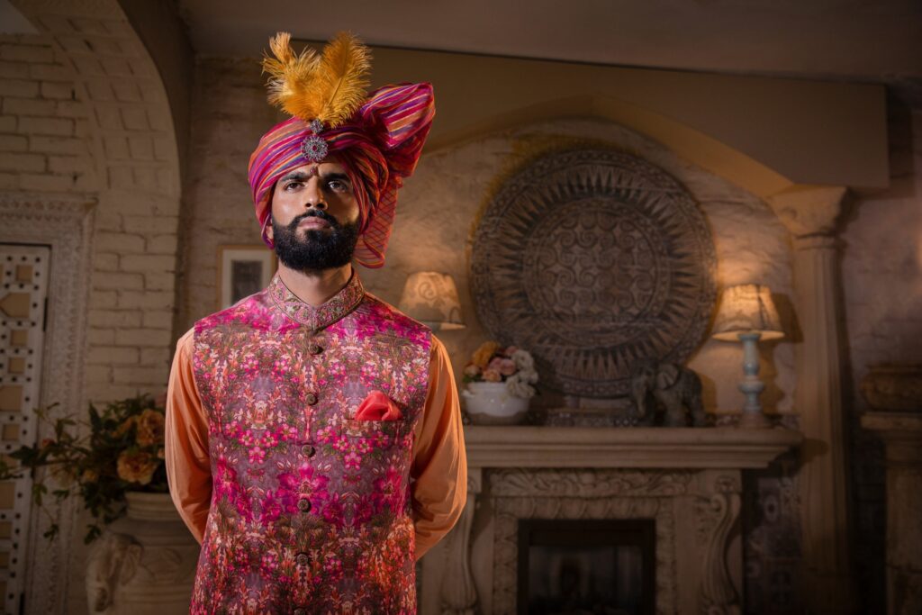 Cardinal Waistcoat with Festive turban and Kurta Set