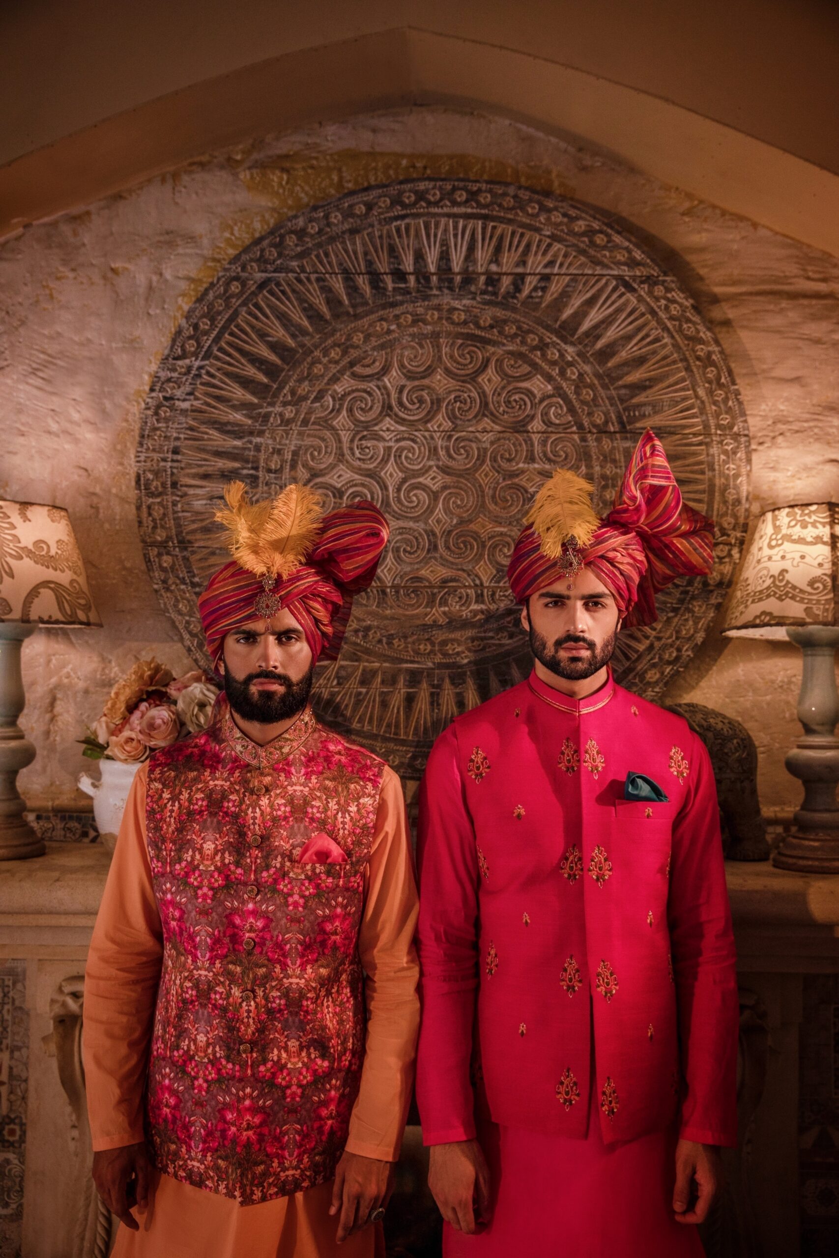 IMG_8723 Cardinal Waistcoat with Festive turban and Kurta Set