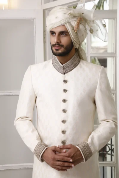 white sherwani - Sherwani for Groom - Sherwani for Men