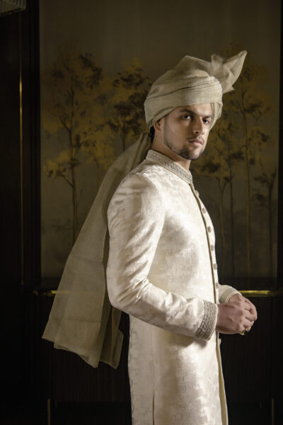 Ivory Groom Majestic Sherwani - Ivory White Sherwani