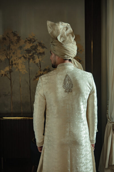 Ivory Groom Majestic Sherwani - Ivory White Sherwani