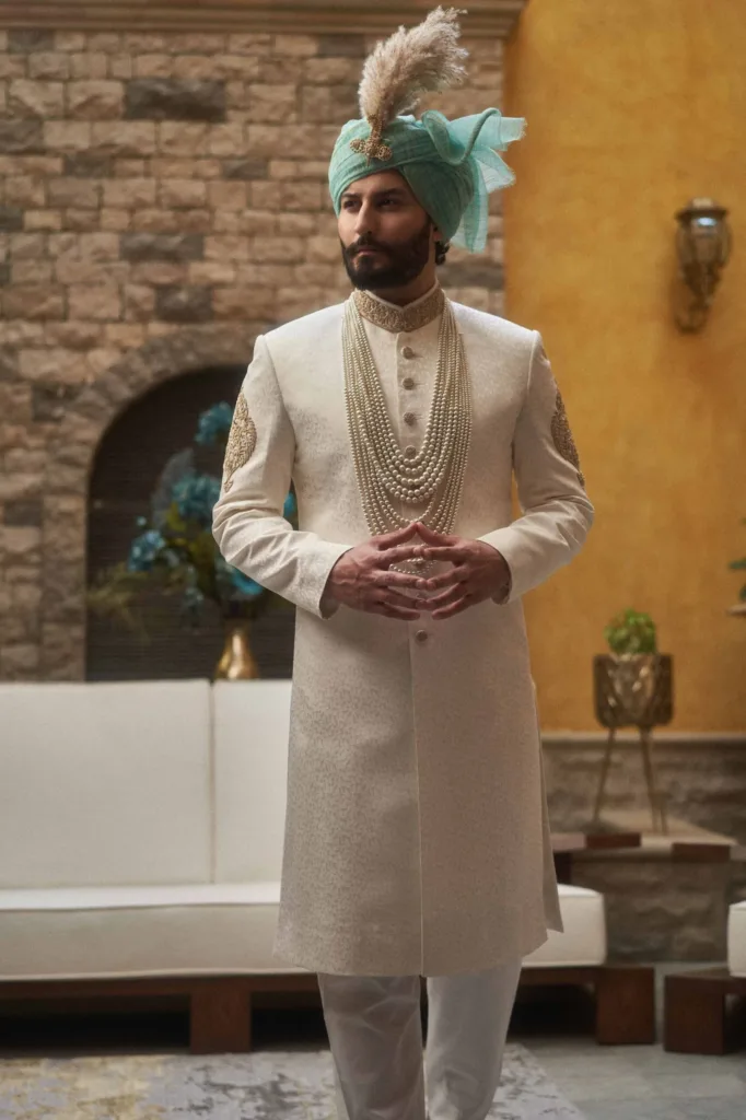 top wedding designer, best designer in the world, best sherwni designer, off white sherwani for groom