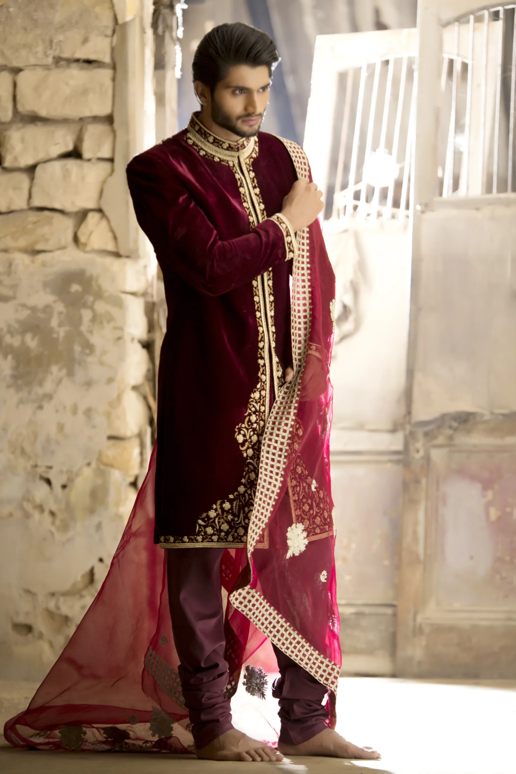 _Y8A2346 maroon sherwani - Sherwani for Groom - Sherwani for Men