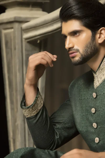 green sherwani - Sherwani for Groom - Sherwani for Men